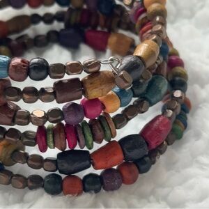 Vintage Wooden Beaded Coil Bracelet